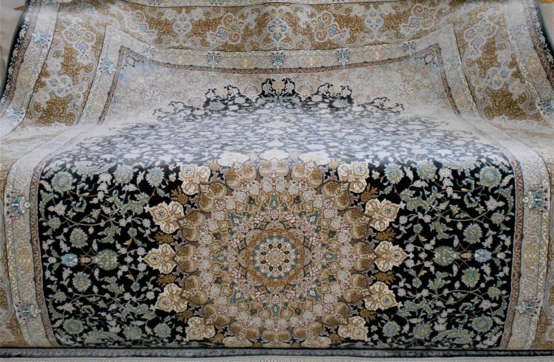 最後の一枚！144万ノット、立体柄！イラン産絨毯！150×225cm-51001