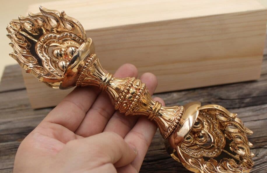密教法器 宝珠金剛杵 仏教法具 真鍮製 vajra 22cm