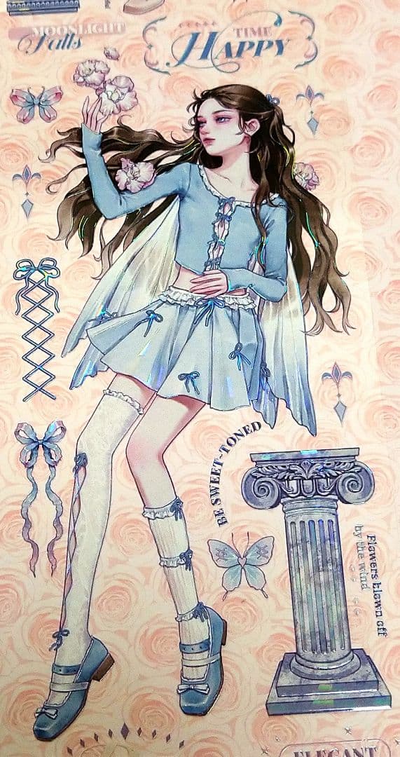 ✩再販✩J769＃足尖轻舞(贝壳光)切り売り海外人物マステ女の子