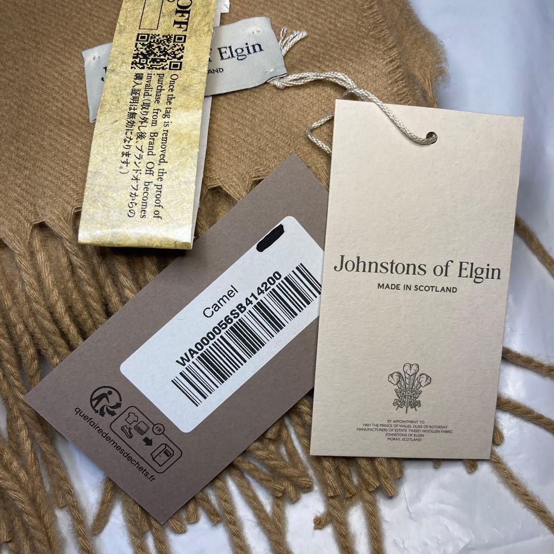 新品 ジョンストンズ カシミヤ100％ 大判ストール キャメル