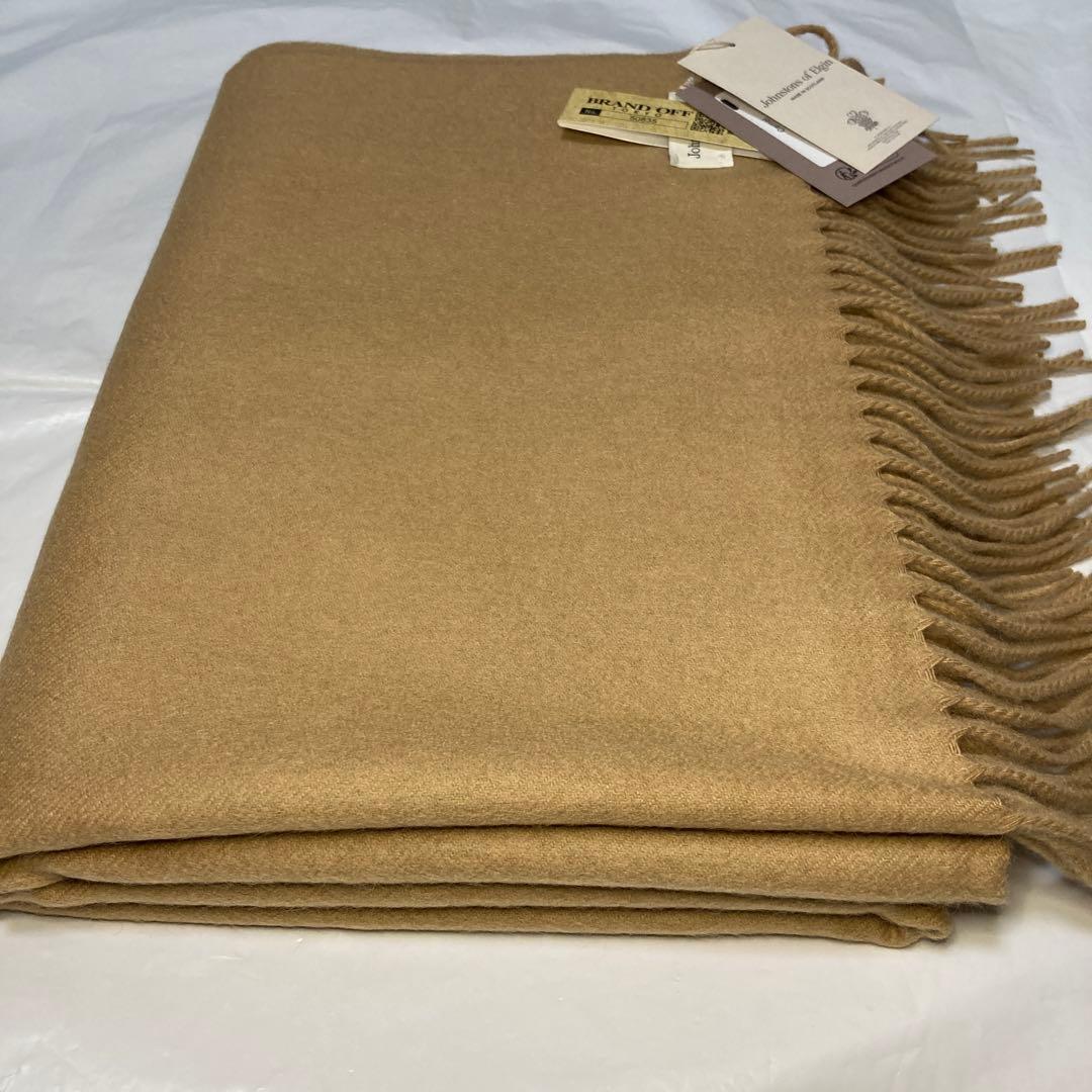 新品 ジョンストンズ カシミヤ100％ 大判ストール キャメル