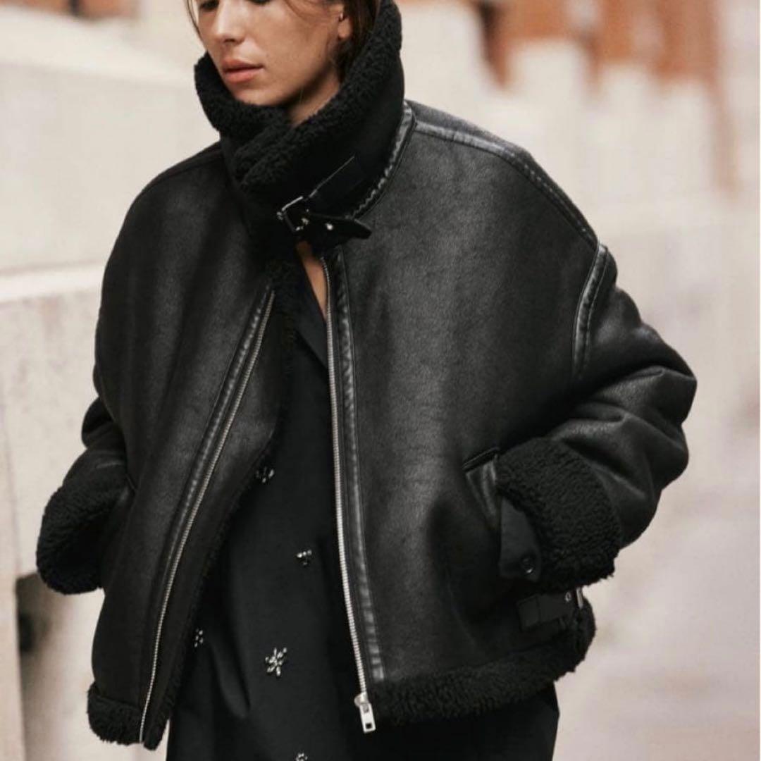 ジャケット・アウター ZARA DOUBLE-FACED BIKER JAKET