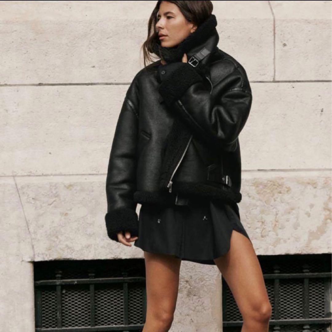 ジャケット・アウター ZARA DOUBLE-FACED BIKER JAKET
