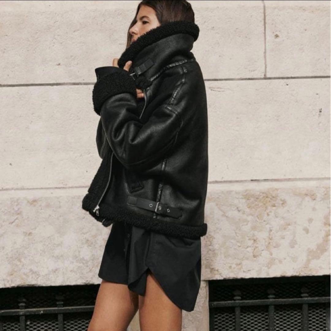 ジャケット・アウター ZARA DOUBLE-FACED BIKER JAKET