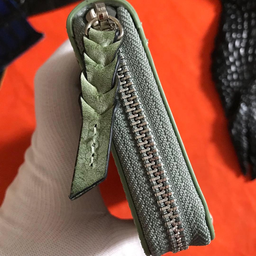 新作品 グリーン系　緑　ハンドメイド ブライドレザー ヌメ革本革 メンズ&長財布