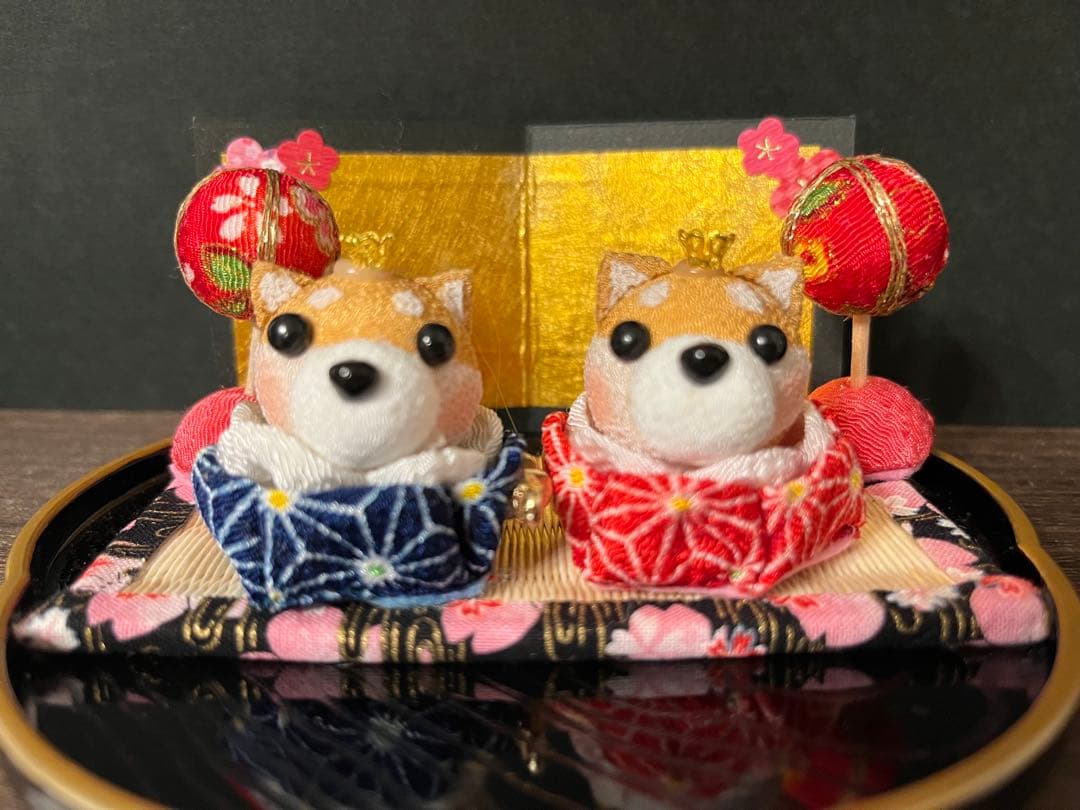 つまみ細工　柴犬　雛人形　& 五月人形　2way