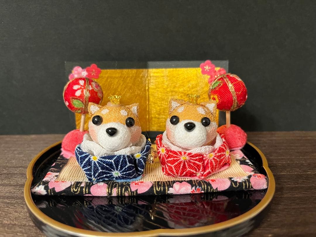 つまみ細工　柴犬　雛人形　& 五月人形　2way