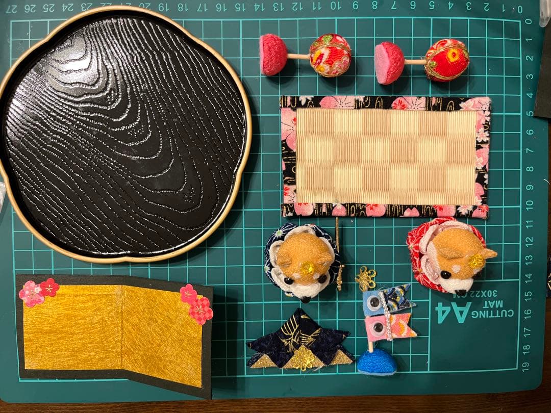 つまみ細工　柴犬　雛人形　& 五月人形　2way