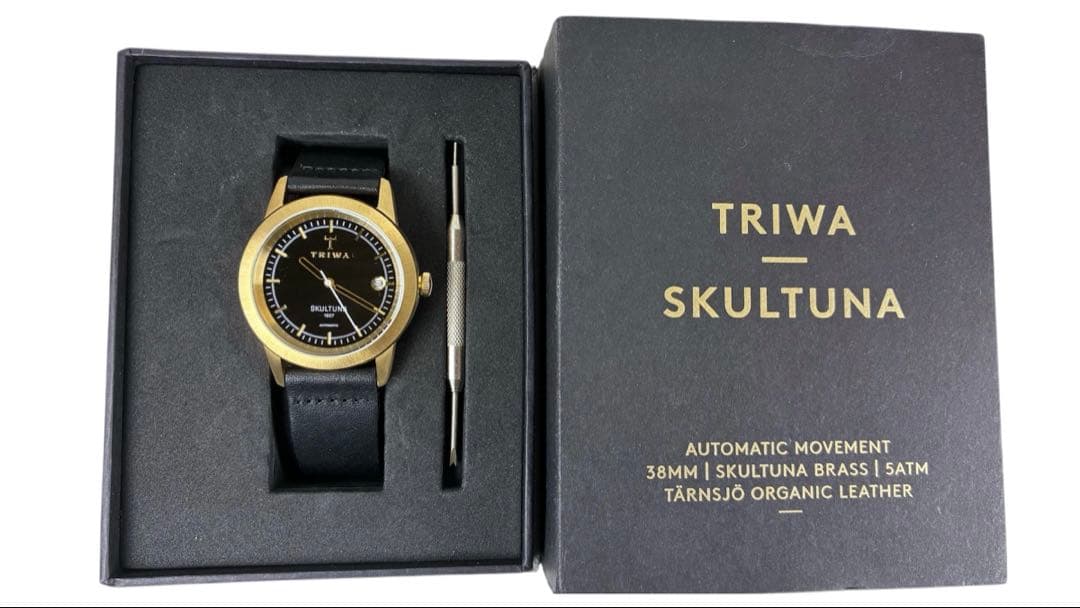 TRIWA SKULTUNA 自動巻き時計 ブラックダイアル