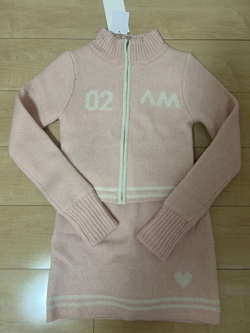 トップス ANDMARY logo zip set up