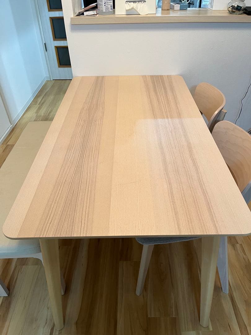 IKEA 木製ダイニングテーブルセット（椅子2脚＋ベンチ）