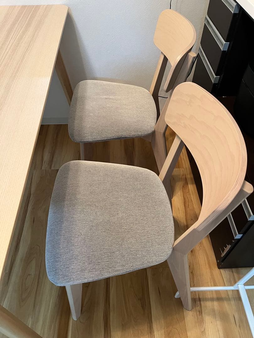IKEA 木製ダイニングテーブルセット（椅子2脚＋ベンチ）