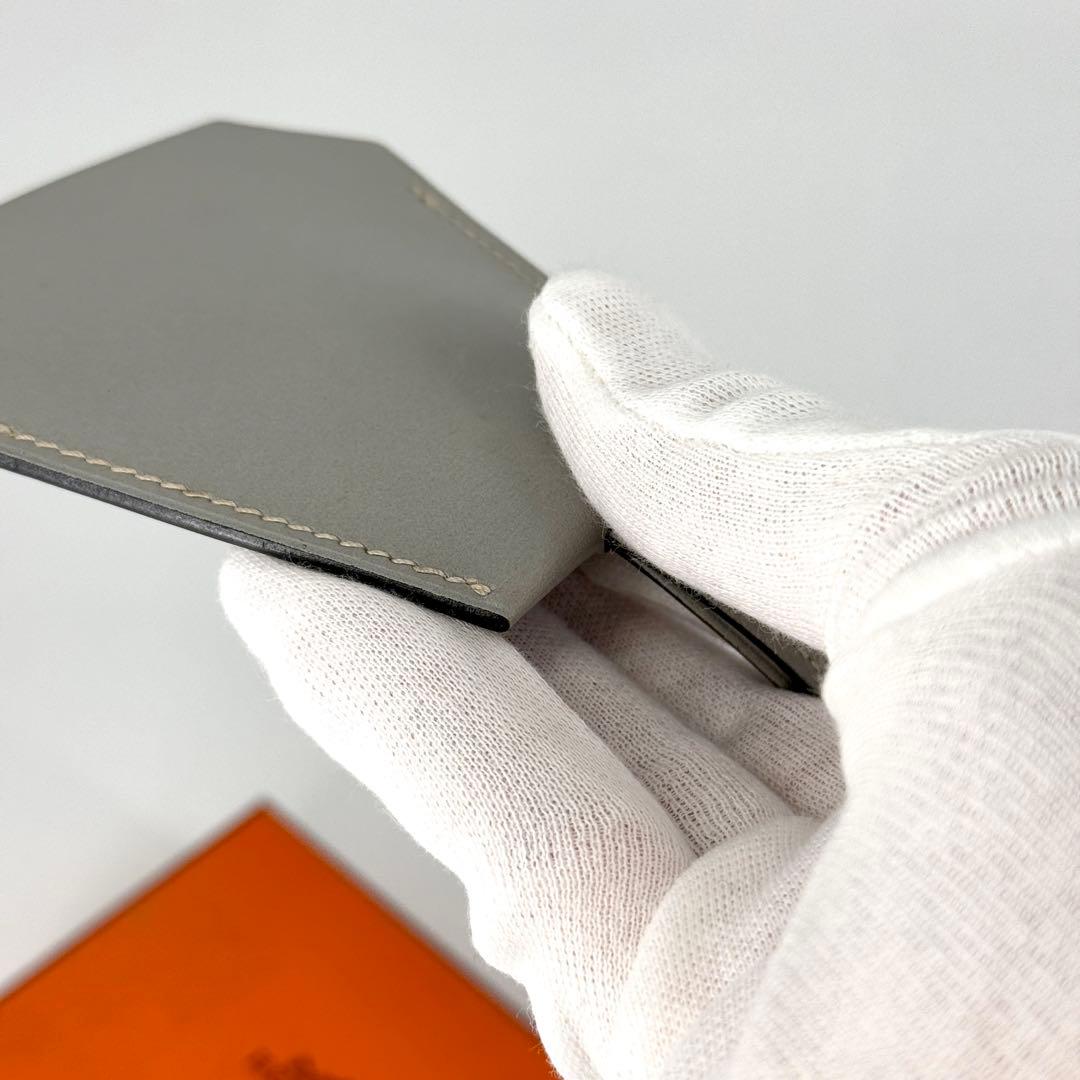 美品 HERMES クロシェット ネックレス グレー キーリング レザー □C
