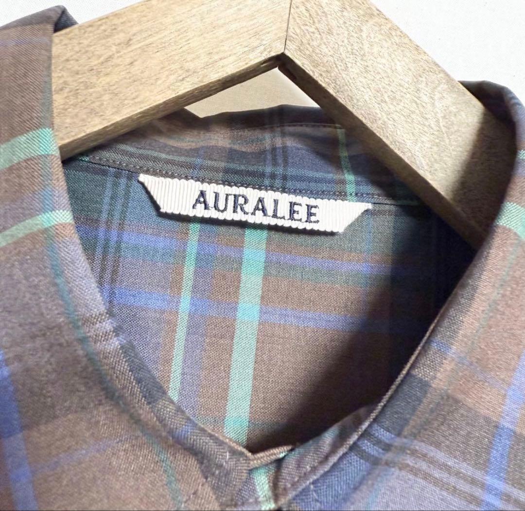 サイズ5 AURALEE スーパーライトウールチェックシャツ