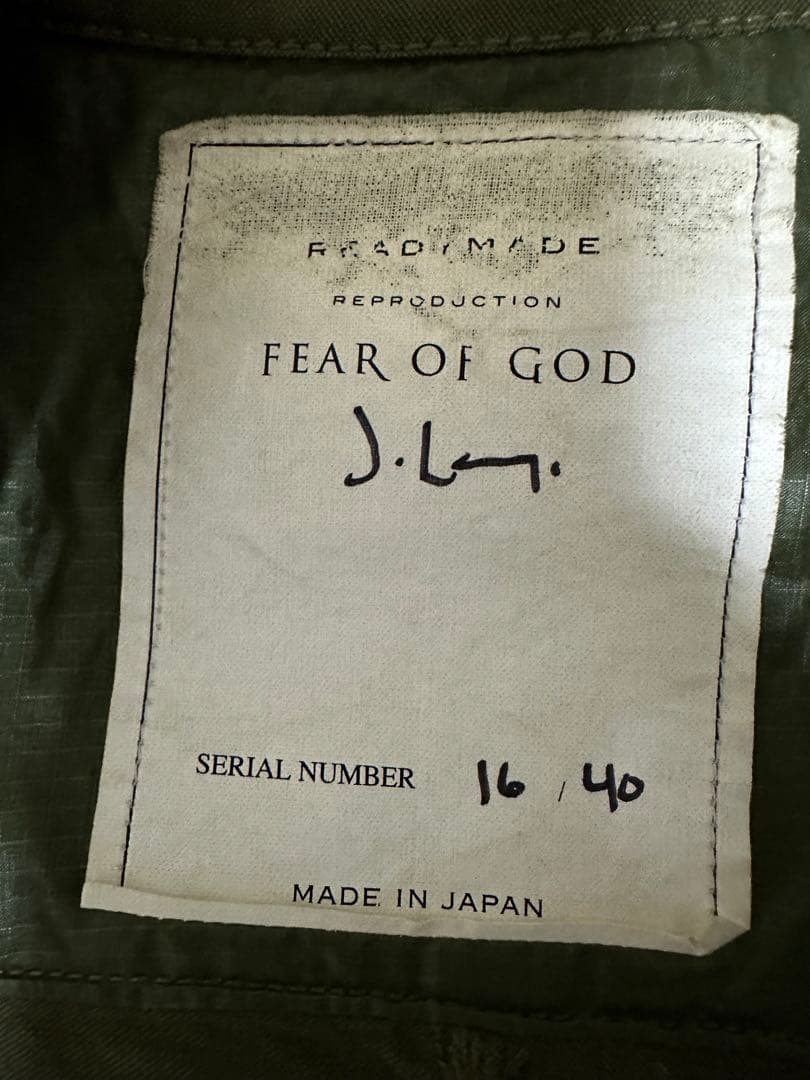 希少　readymade × fear of godコラボシャツ 世界限定40枚