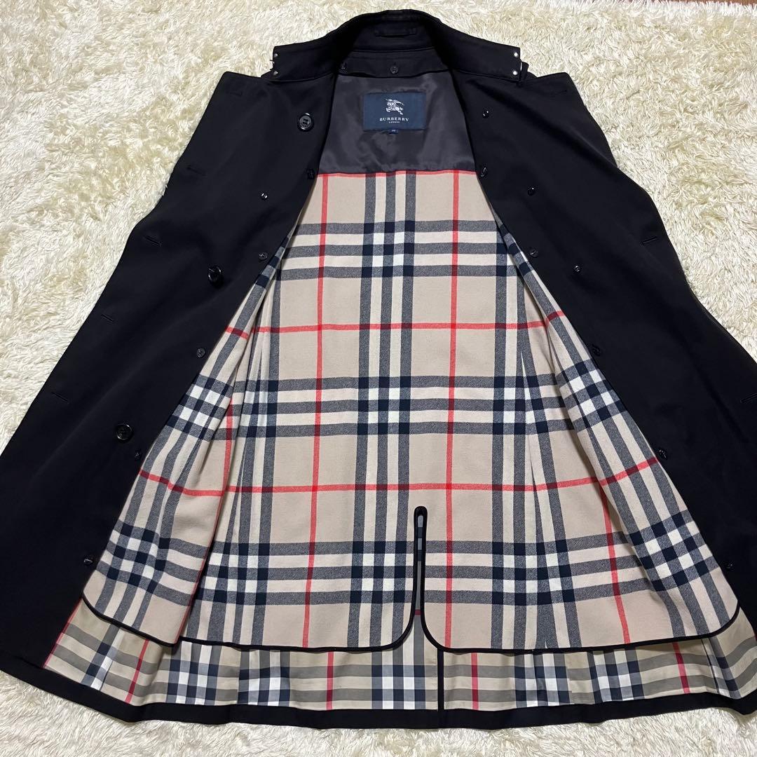 極美品✨バーバリーロンドン　トレンチコート　メガチェック　ウールライナー　黒　L