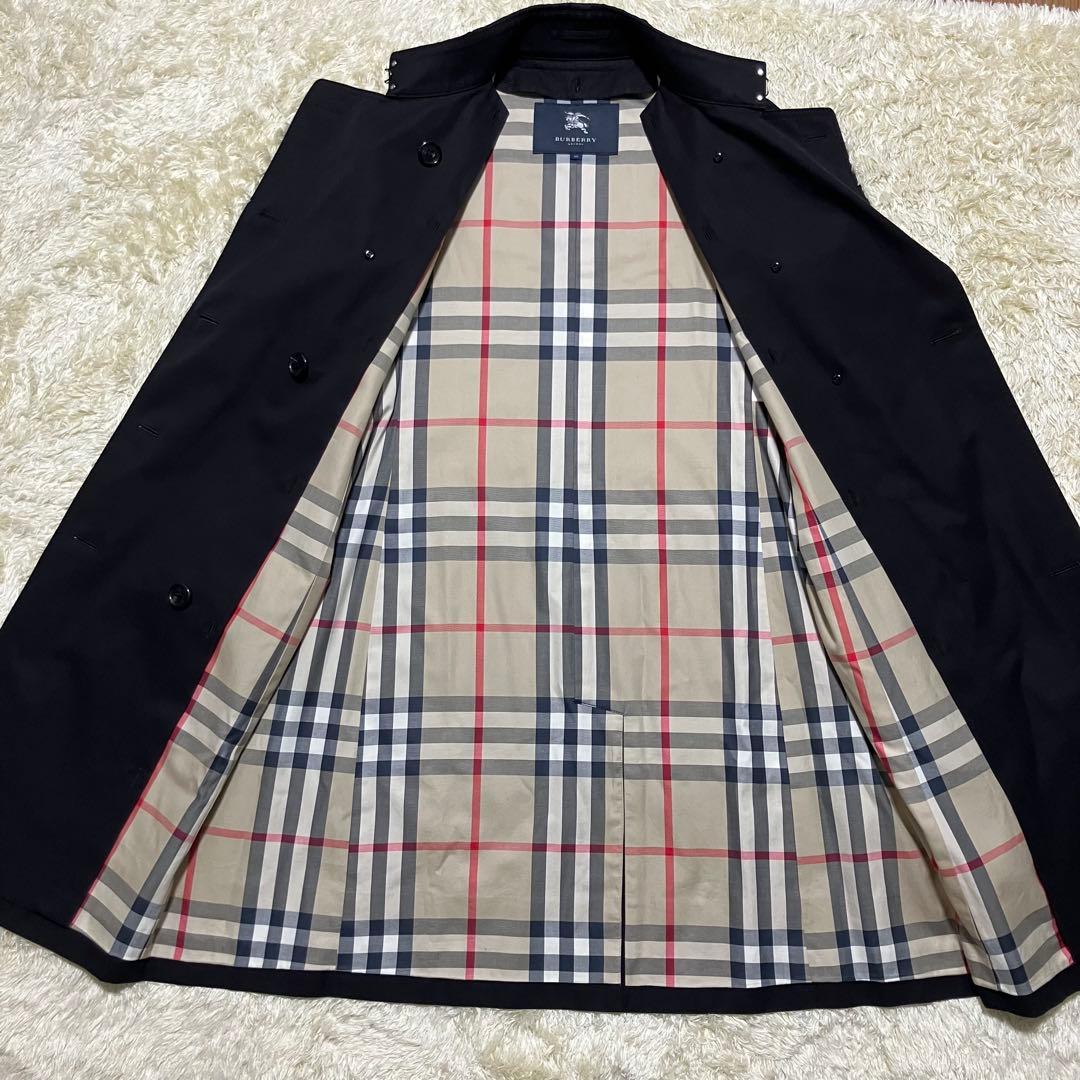 極美品✨バーバリーロンドン　トレンチコート　メガチェック　ウールライナー　黒　L