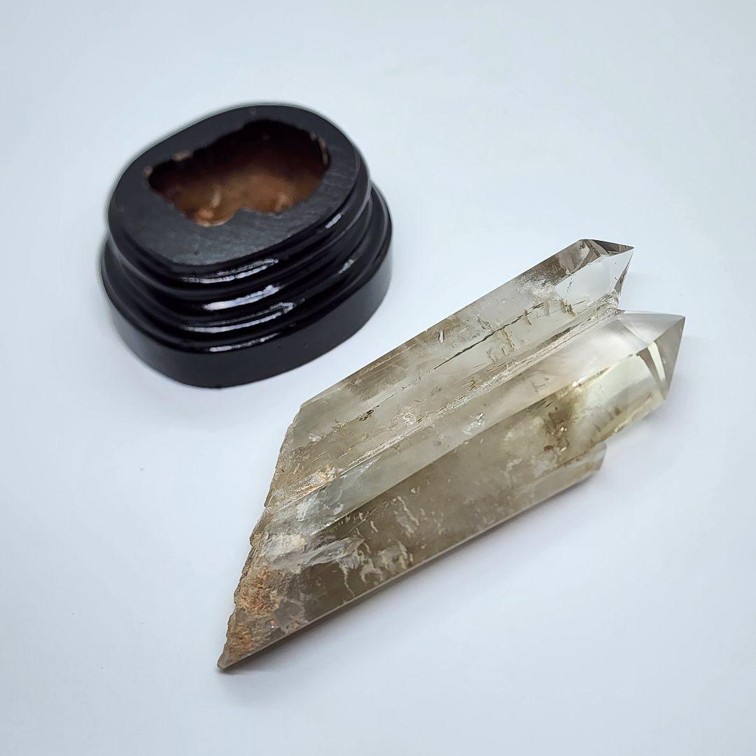 ファントム入りスモーキークォーツ ツインタワー 大型16cm 天然石 原石