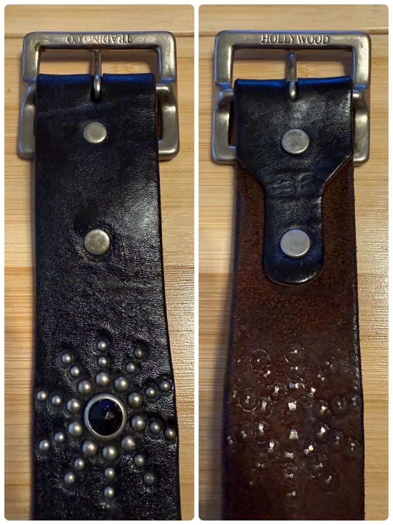 ⭐️HTC⭐️ピーナッツオーバーレイベルト⭐️スティングレイ⭐️ブラックレザー茶芯⭐️36