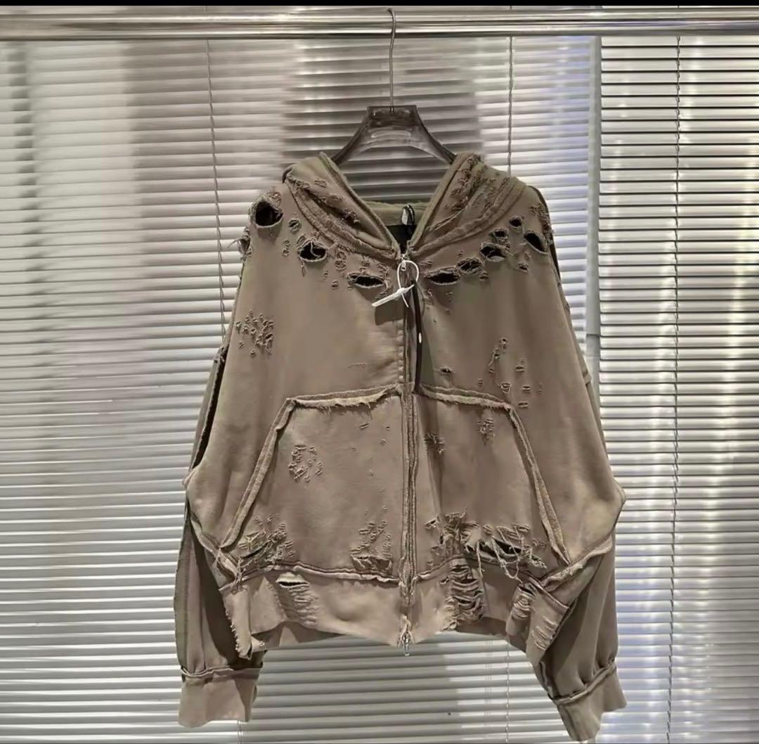 【即購入OK‼️】LATUI ATELIER ダメージ加工 フード付きパーカー S