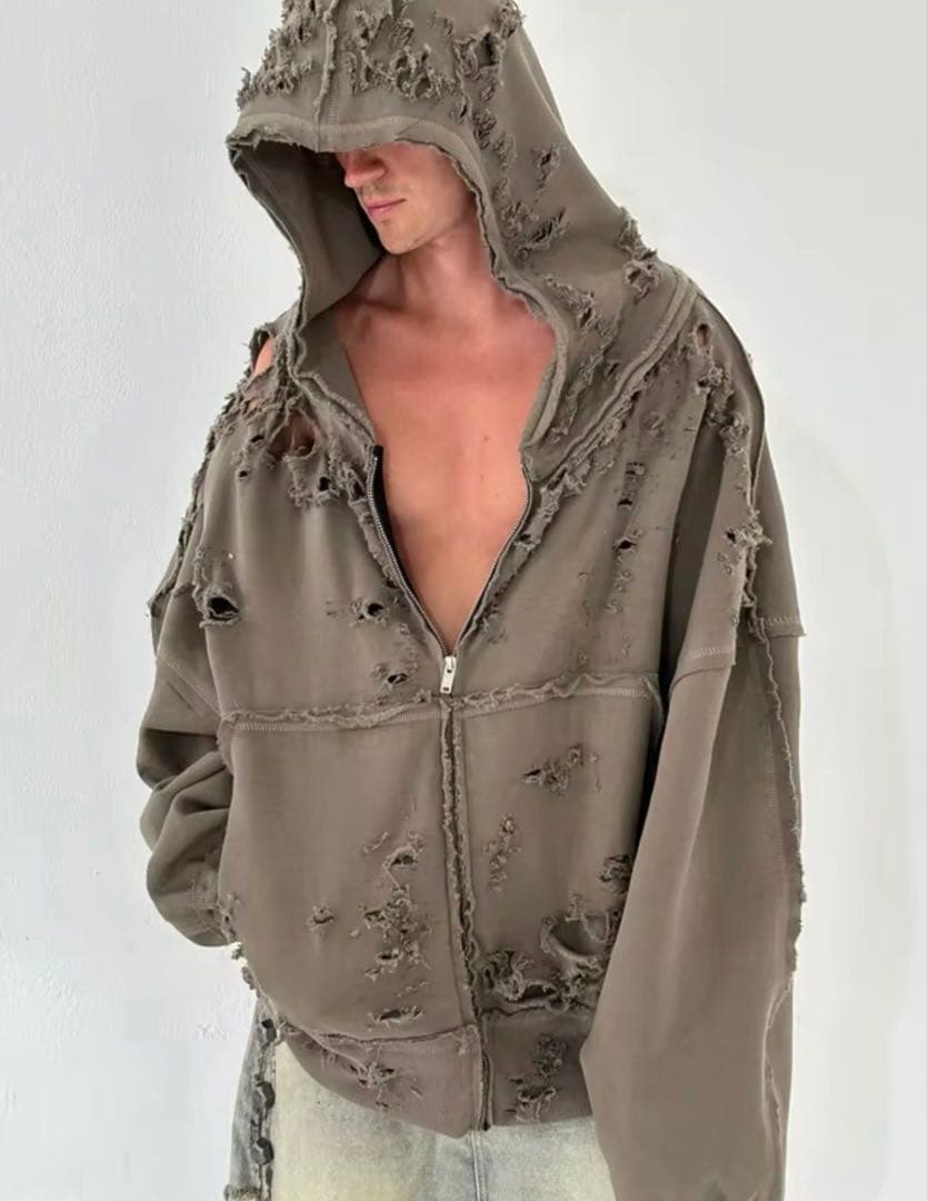 【即購入OK‼️】LATUI ATELIER ダメージ加工 フード付きパーカー S
