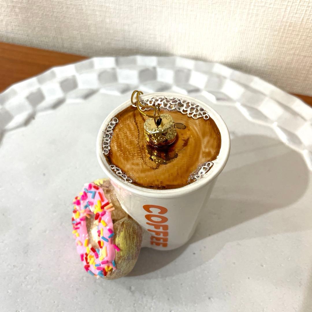 ガラスオーナメント　コーヒー＆ドーナツ　アスティエ・ド・ヴィラット
