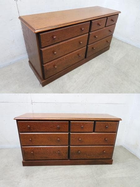 美品■三越家具■ブルージュ■英国スタイル■3段7杯■ワイドチェスト■オーク材■