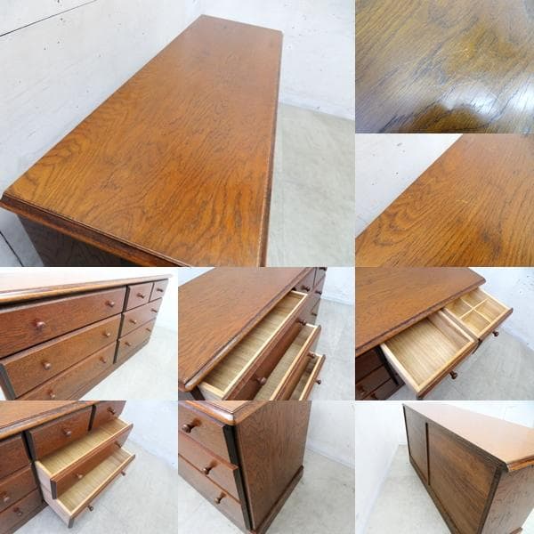 美品■三越家具■ブルージュ■英国スタイル■3段7杯■ワイドチェスト■オーク材■