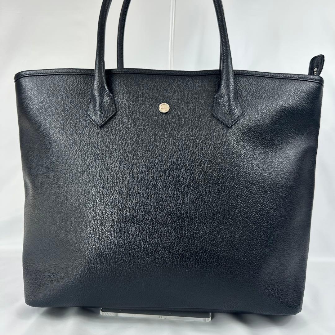 【専用】 hinn トートバッグ レザー シボ 大容量 ファスナー付 A4可能