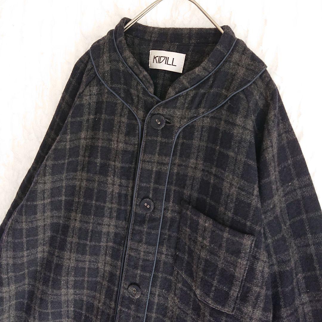 希少 KIDILL キディル ネルチェック ベースボールシャツ ジャケット F