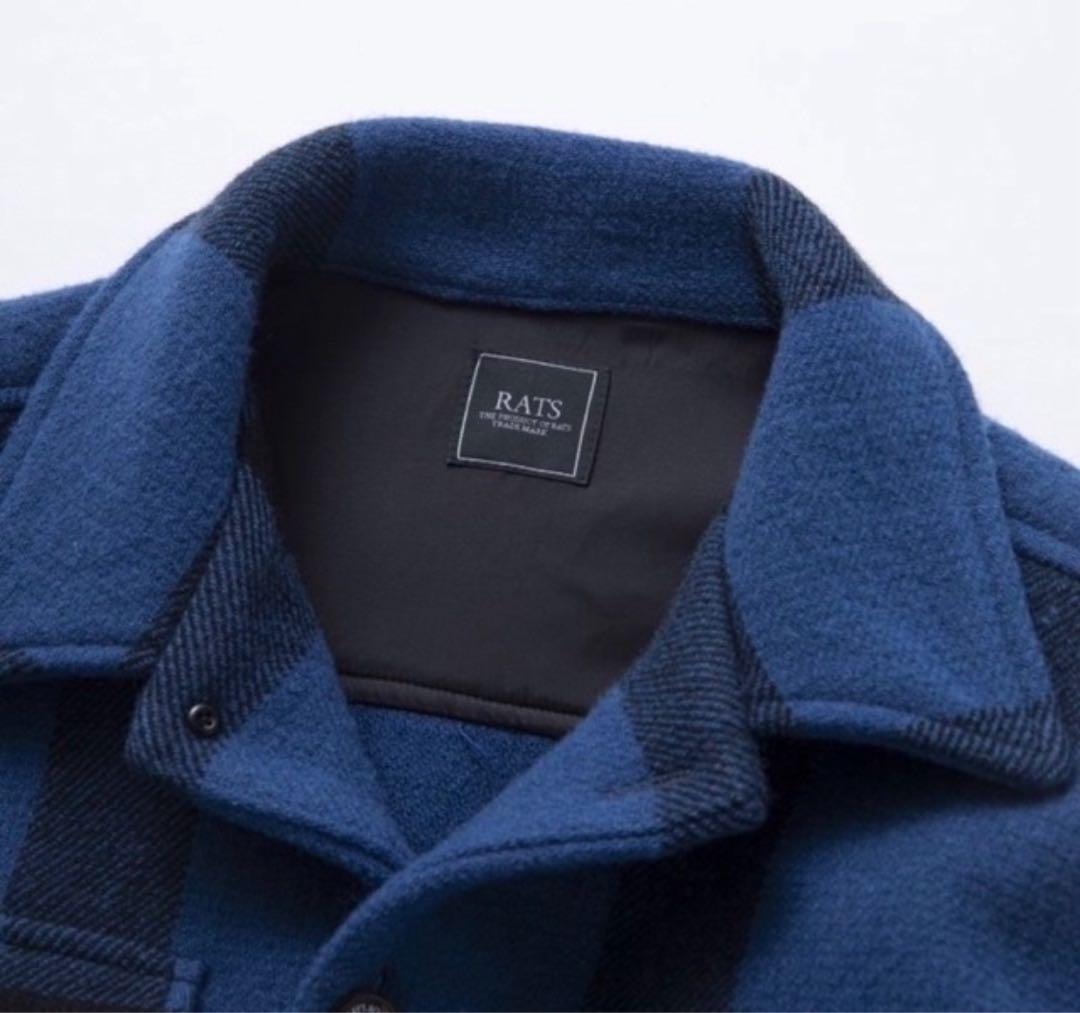 【RATS】BUFFALO CHECK SHIRT JKT ブルー Ｌサイズ