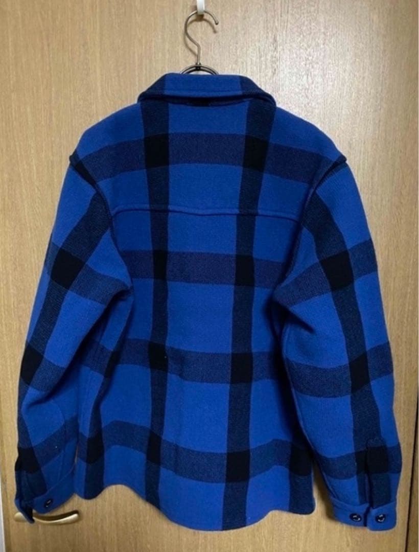 【RATS】BUFFALO CHECK SHIRT JKT ブルー Ｌサイズ