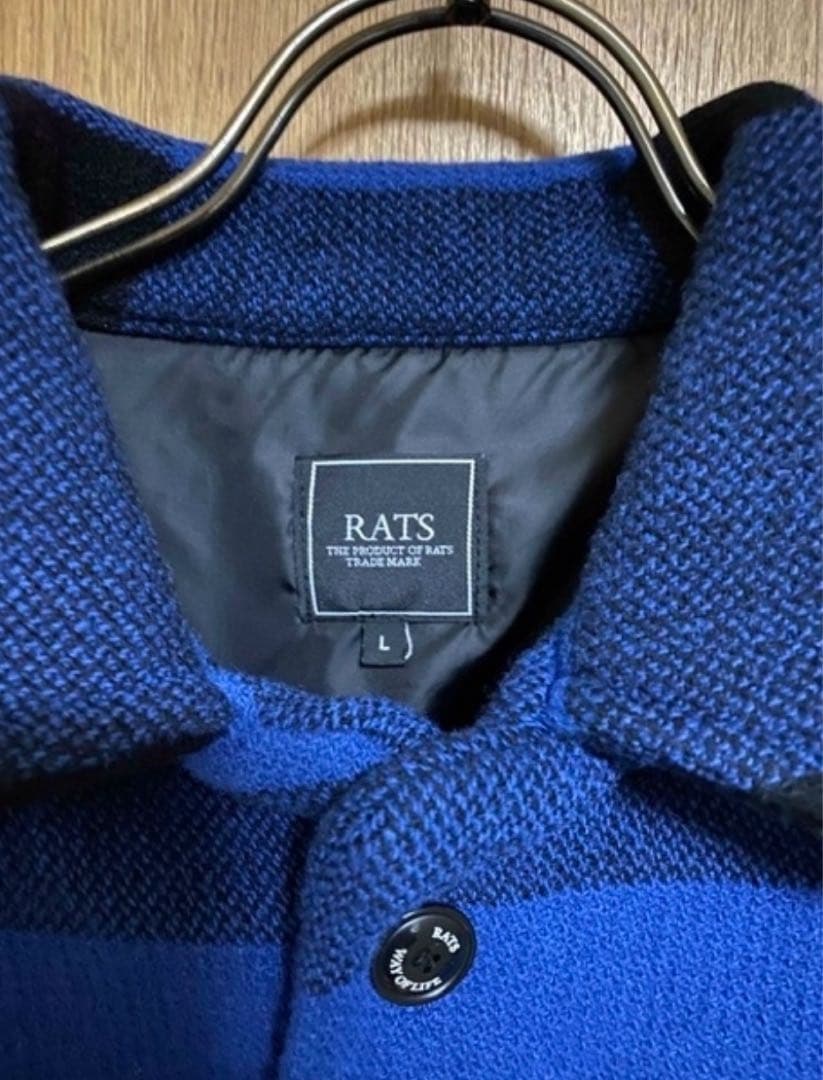 【RATS】BUFFALO CHECK SHIRT JKT ブルー Ｌサイズ