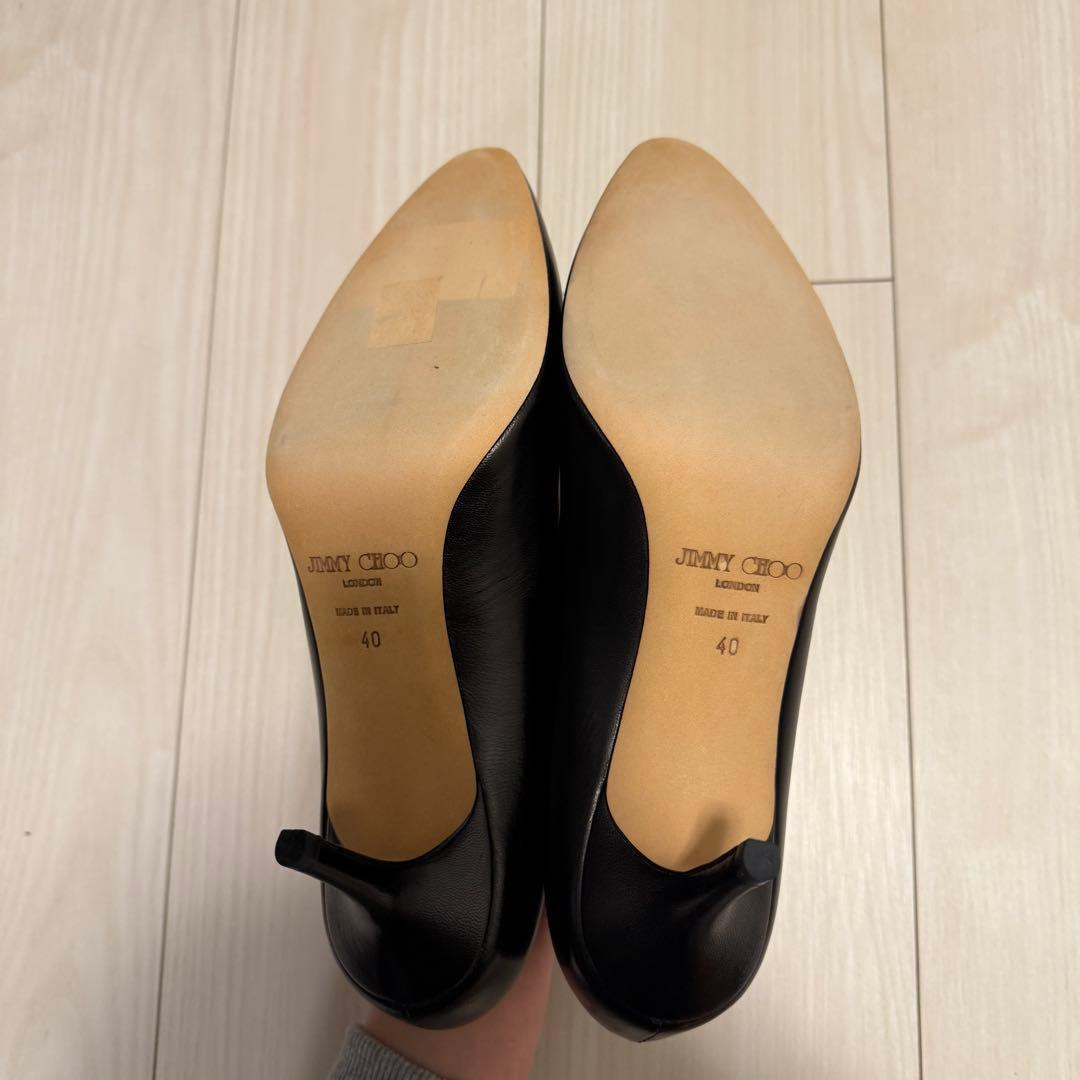 JIMMY CHOO ブラックレザー ハイヒール