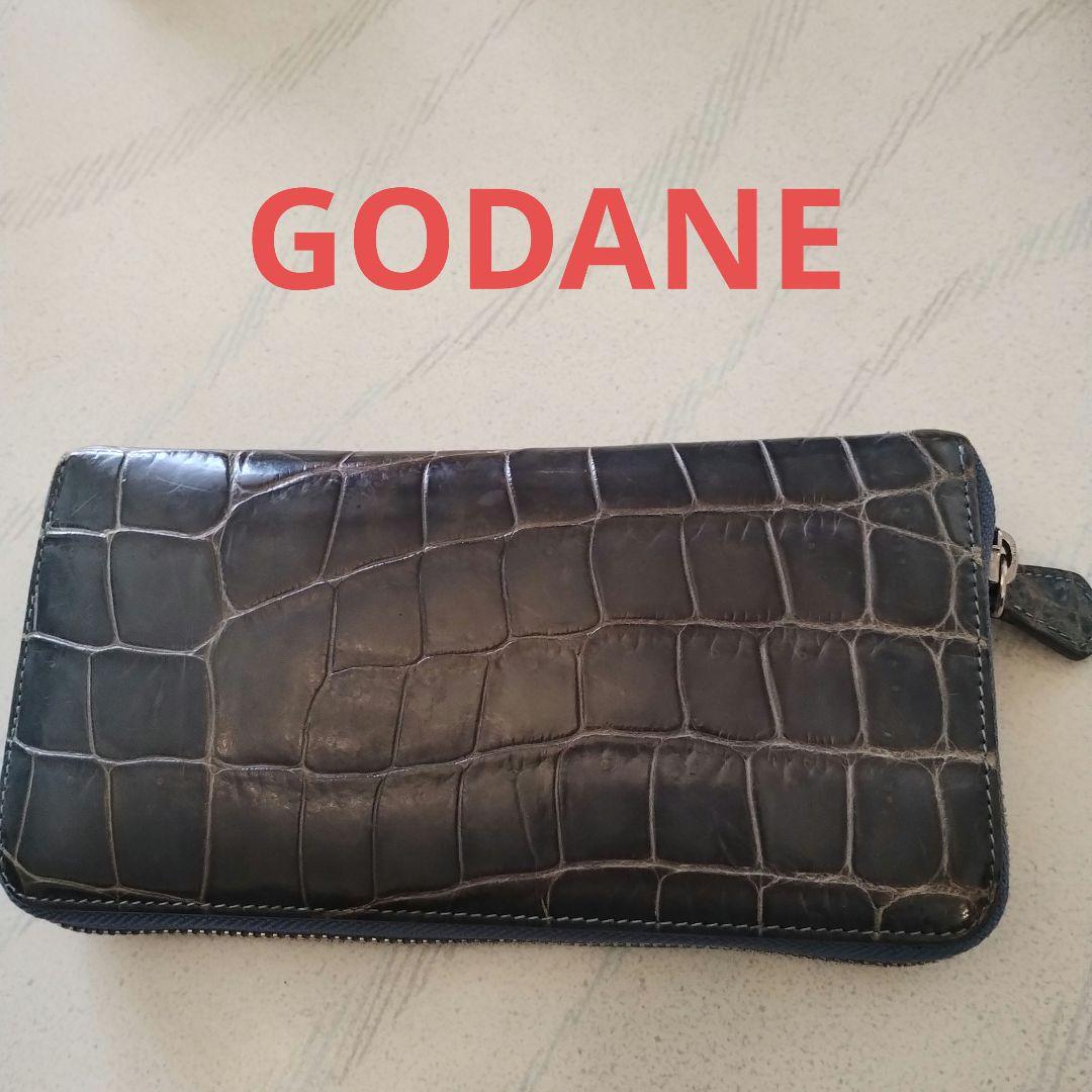 【奴凧】GODANEシャインクロコダイル長財布　ブルーグレー　男性女性
