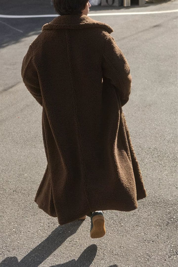 ZARA ボアロングコート ブラウン