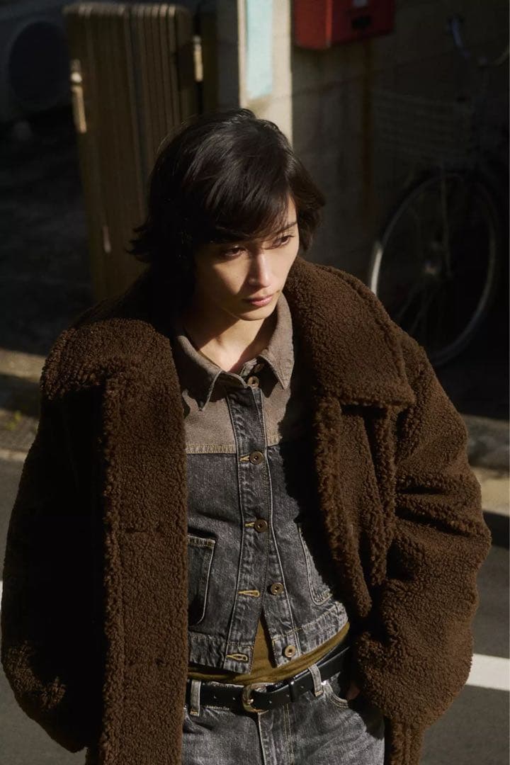 ZARA ボアロングコート ブラウン