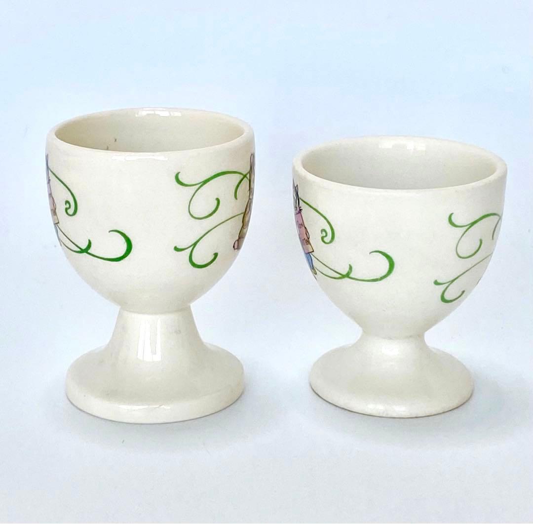 SALE☆レア☆美品グリーンライン☆エッグカップ☆2サイズ☆