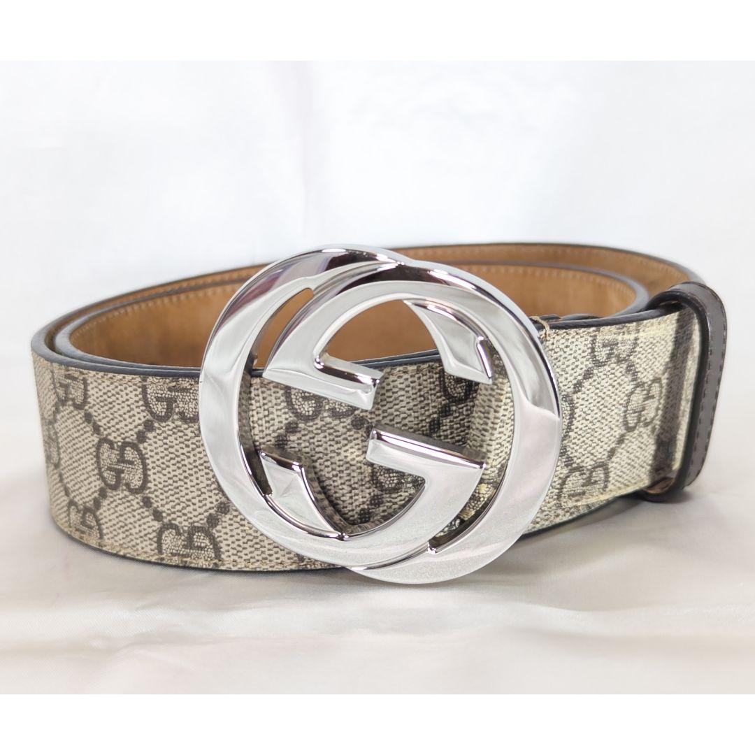 【美品】 GUCCI グッチ インターロッキングG メンズベルト GGスプリーム