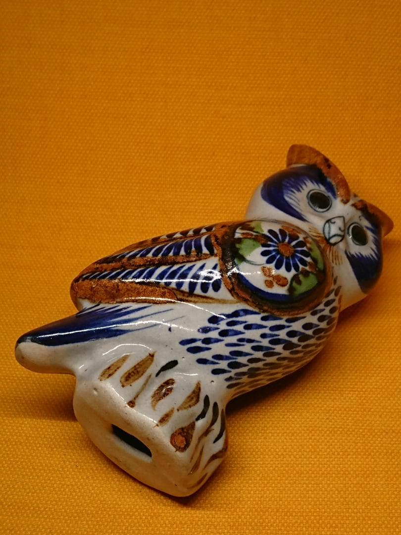 【美品】フクロウ　陶器　オブジェ　置物　インテリア　工芸品　美術品　A1296