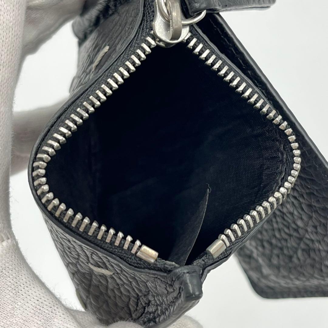 美品✨ メゾンマルジェラ　マネークリップ　折り財布　シボ革　ステッチ　黒