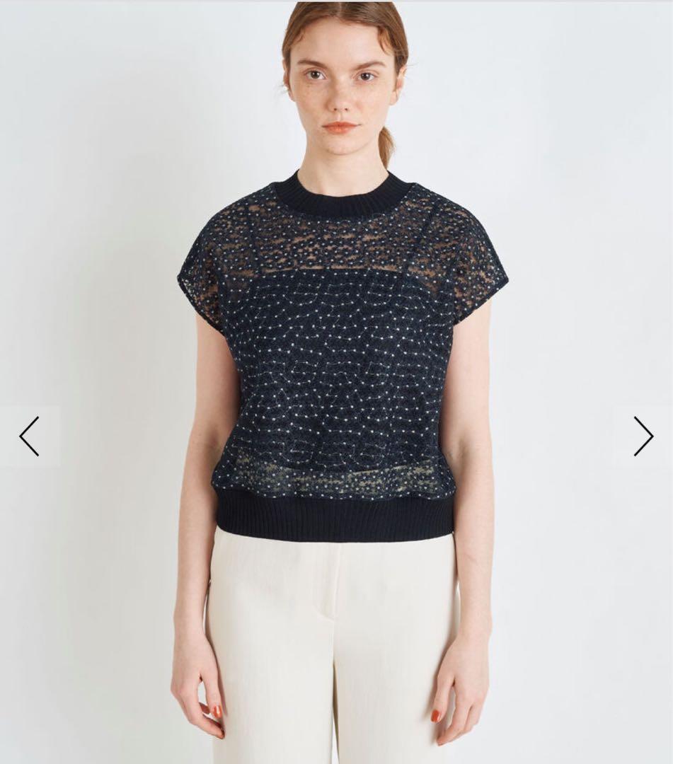 チュールエンブロイダリー レースフレンチスリーブプルオーバー