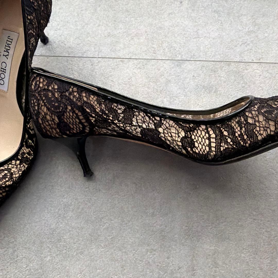 JIMMY CHOO ブラック レース ハイヒール　23.5