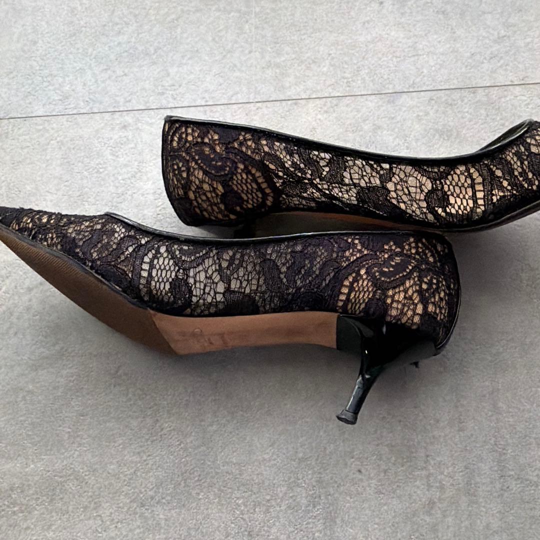 JIMMY CHOO ブラック レース ハイヒール　23.5