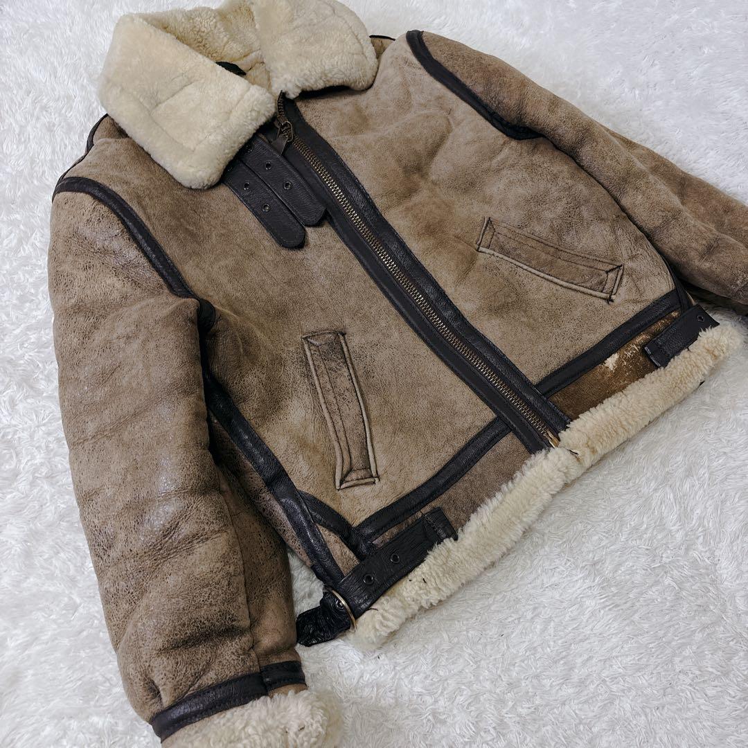 美品　USA製　Schott フライトジャケット　B-3 リアルムートン　L