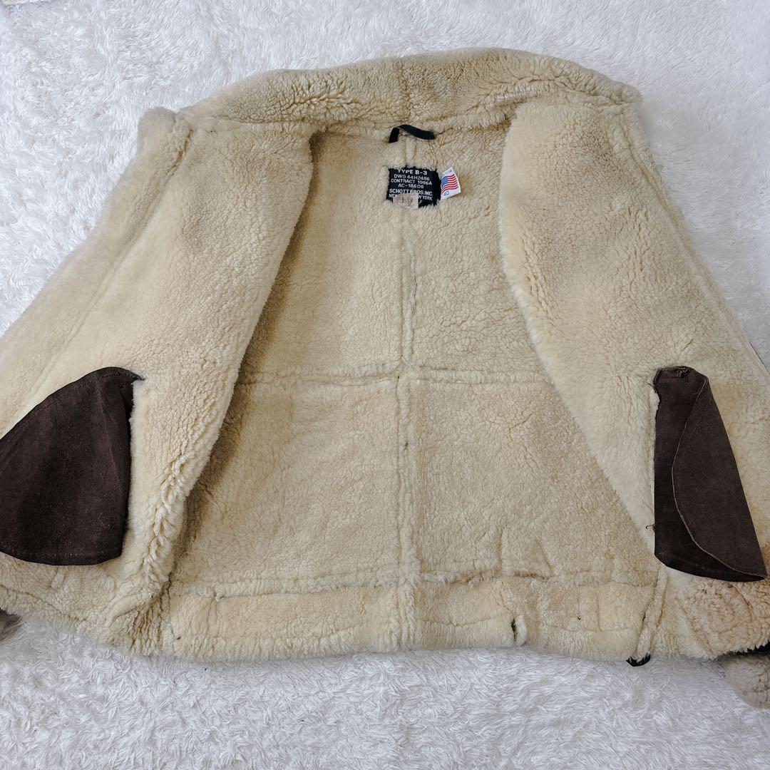 美品　USA製　Schott フライトジャケット　B-3 リアルムートン　L