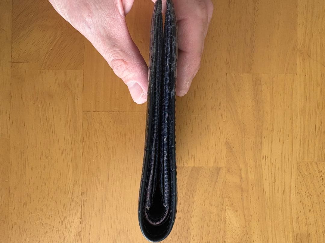 【CYPRIS】クロコ×リザード 二つ折り札入れ ネイビー＋クロコ小銭入れ付