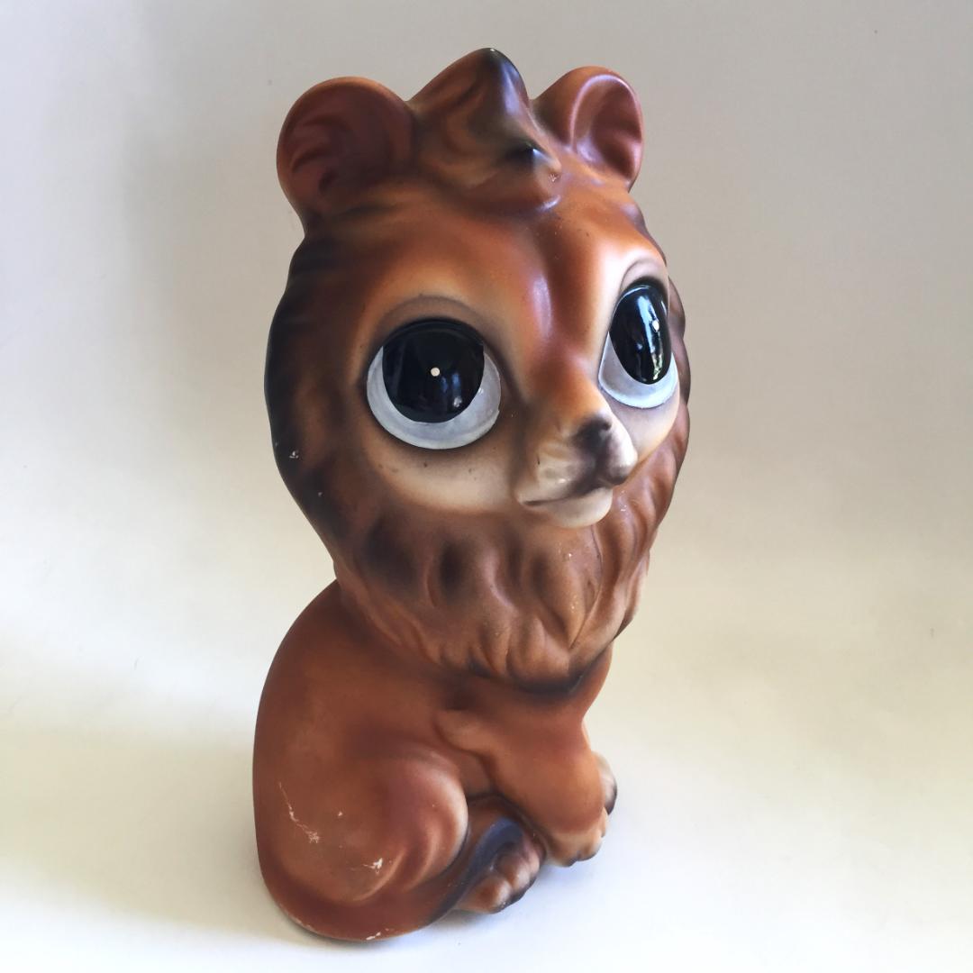 ビンテージNorleans製 Big eye Lion置物 陶器 ライオン
