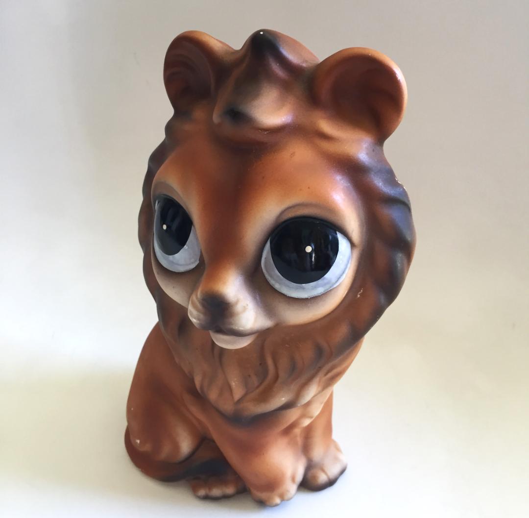 ビンテージNorleans製 Big eye Lion置物 陶器 ライオン