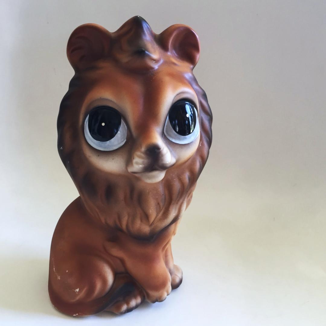 ビンテージNorleans製 Big eye Lion置物 陶器 ライオン